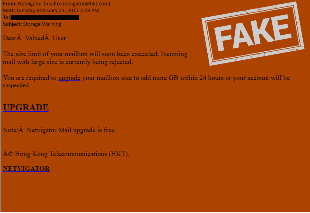 phishing email alert